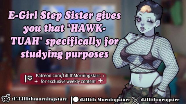 [F4M] E-Girl Step Sister gives HAWK-TUAH [blow Job] [face fuck] [ball sucking] [throat pie]