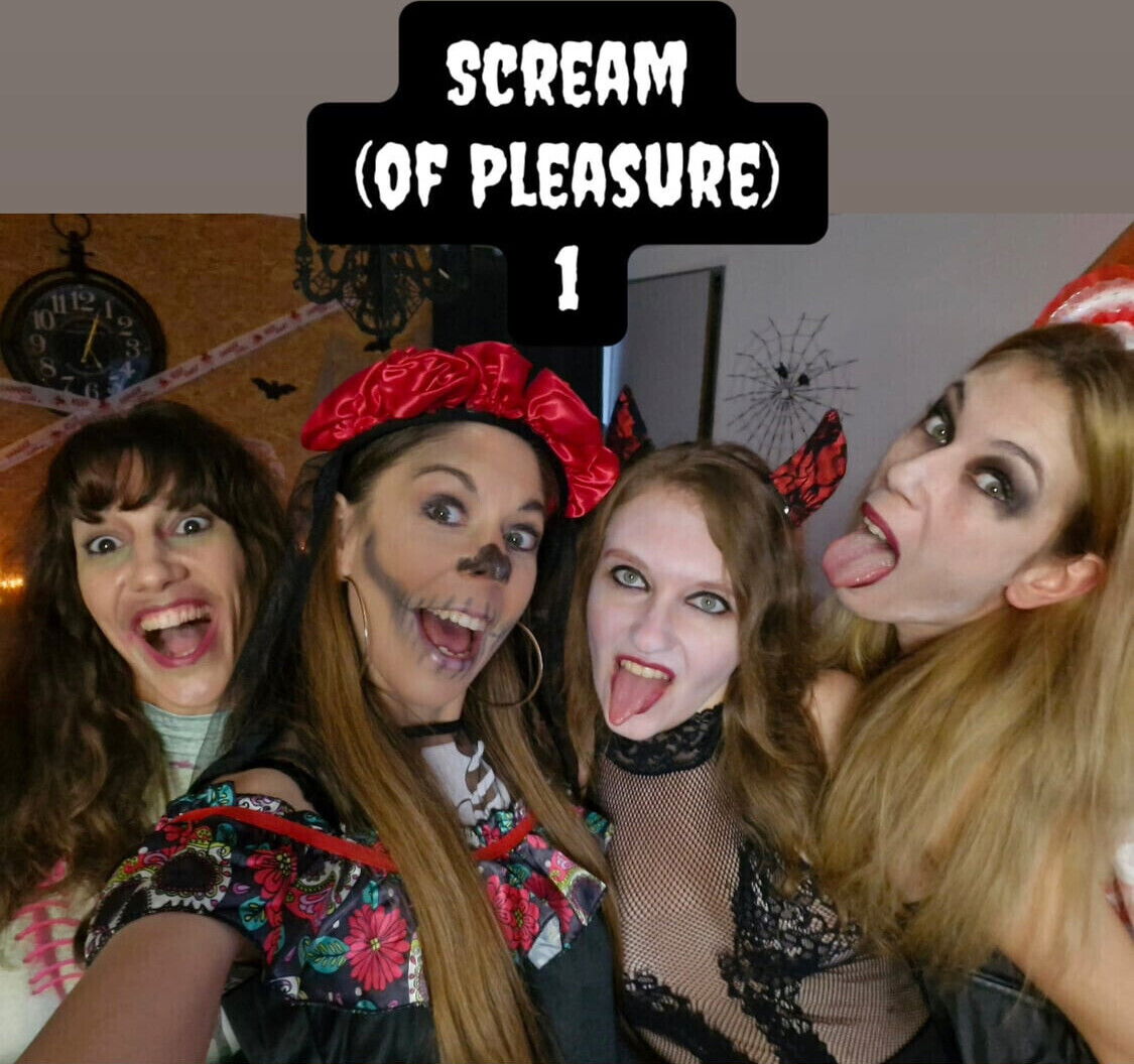 Lesbians have orgy Halloween play with toys cosplay