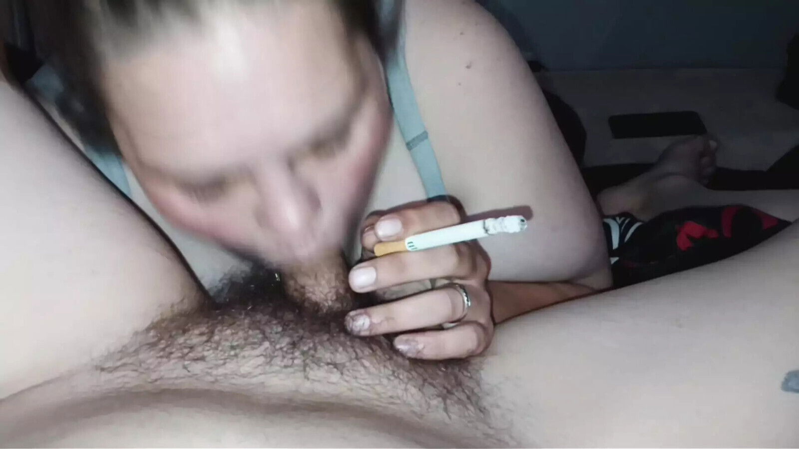 Slut MILF Sucking Small Hairy Dick While Smoking Swallowing Mouth Gull
