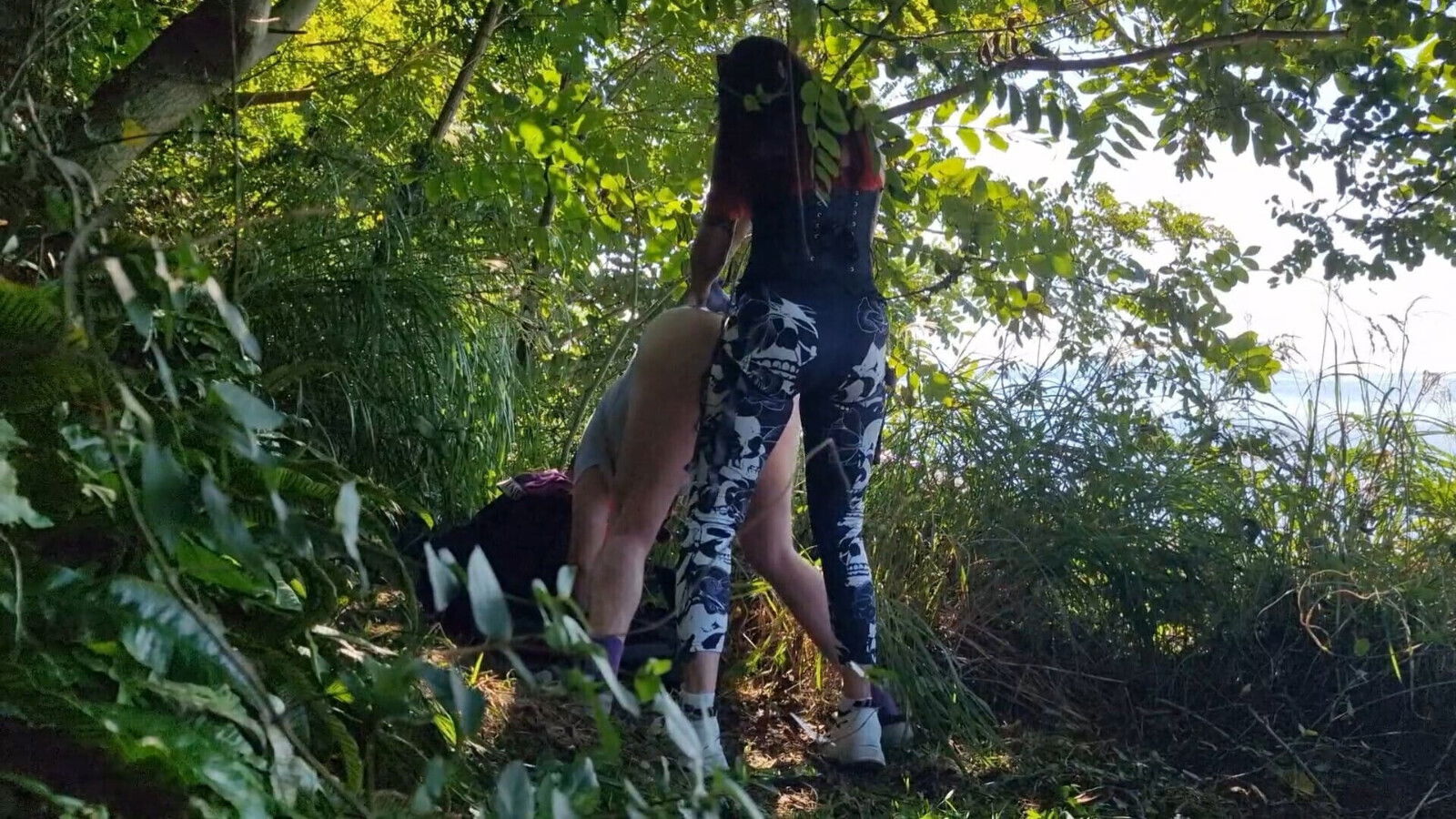 Great pegging slave bushes near railway. Strap-on your