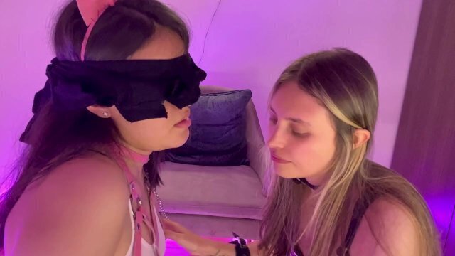 flirtatious lesbians playing dominating each other.