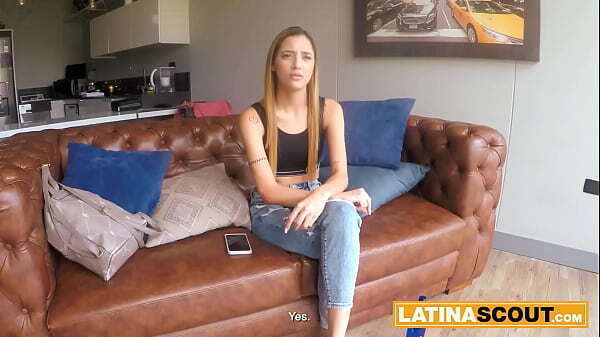 Skinny Latina beauty gets tiny shaven pussy stretched rough banging