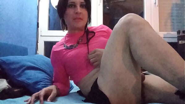 taniax with small chastity cage pounding dildoing