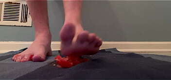 Turning tomatoes into ketchup with my feet :3