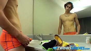 Hung butt buddy plays with his dick in his underwear solo