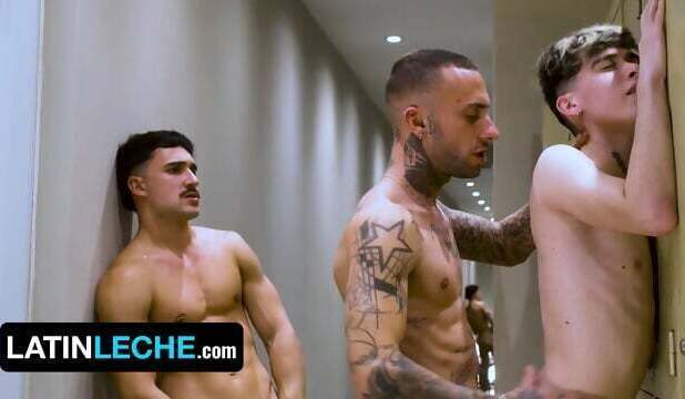 Hunky Latino Soccer Players Creamy Threesome With Twink Locker Room