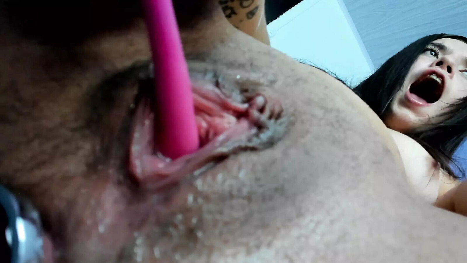 Cute college student with small body youthful face cums spurts while having penetrated tight