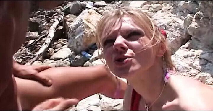 Cock-loving French chick rides dick beach