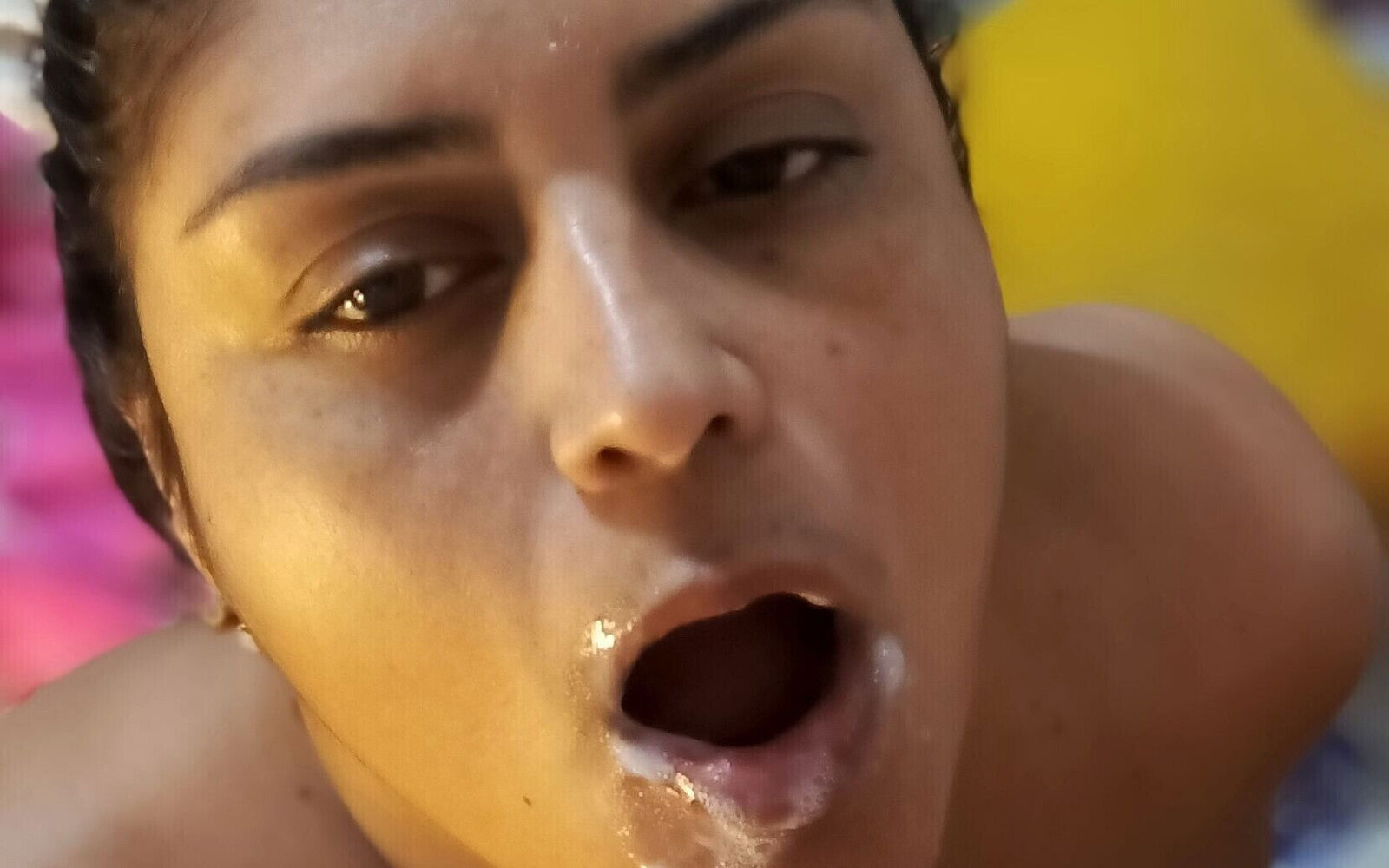 Indian Brunette Stepmother Sucks Deep Until Mouth Full Milk