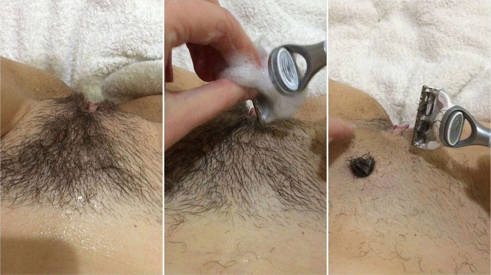 Girl shaves close-up. Imagine shaving your. Girl shaves pubis