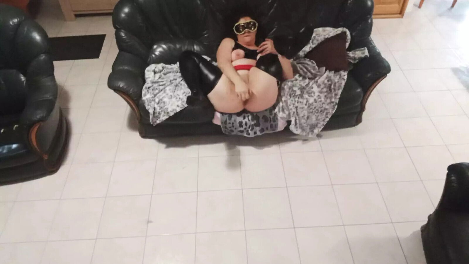 black latex with black dildo