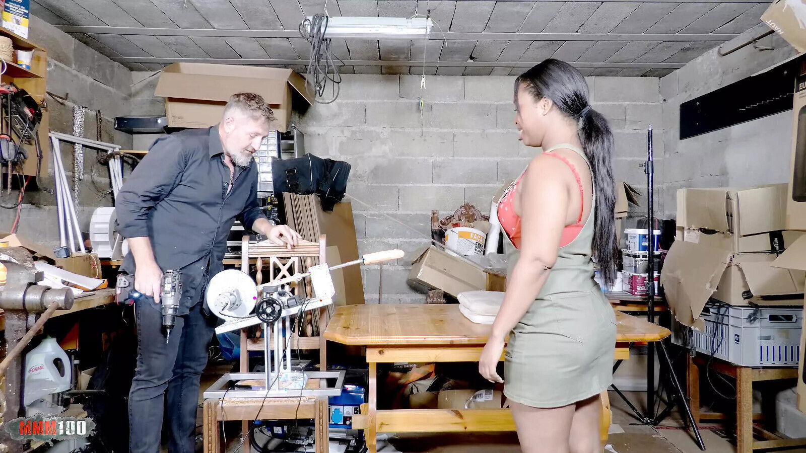 Paris Tries Fuck Machine Terry Kemaco Interracial Black White Showdown