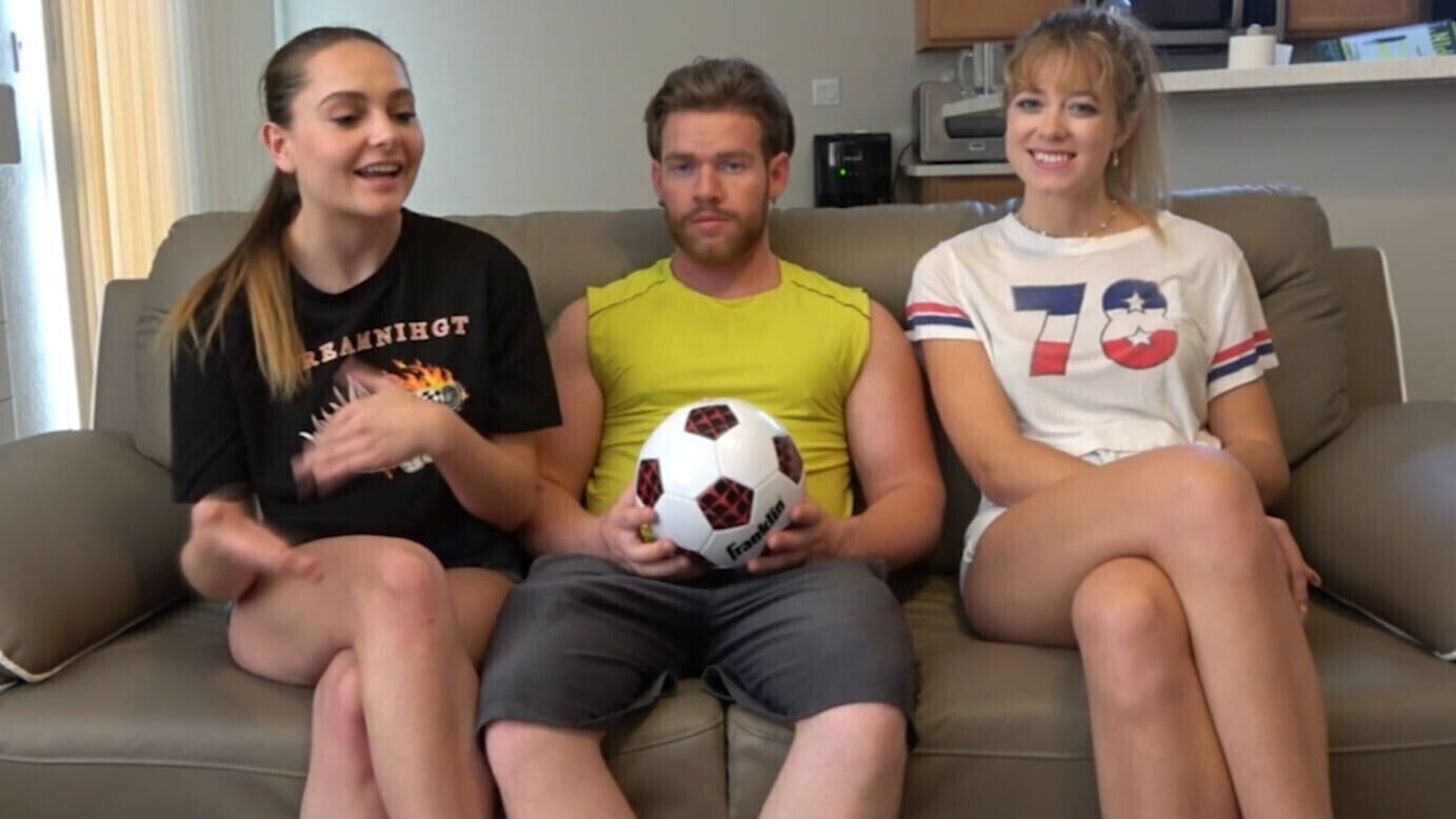 After playing strip soccer, they into swimming pool enjoy some hardcode