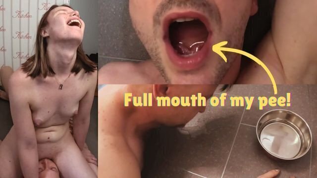 dirty slut gets reward after giving face sitting orgasm: mouth piss play