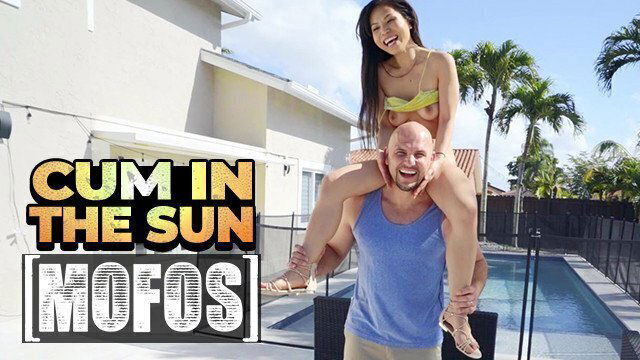 MOFOS Petite Brunette Ling Sucks, Rides Strokes JMac's Thick Dick Near Pool