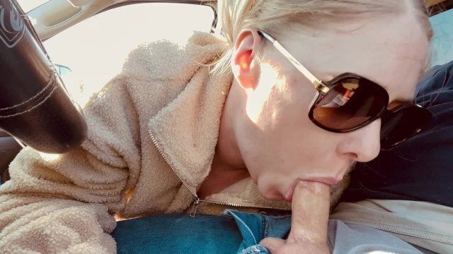 Slut swallows public almost caught deep throating while getting pussy fingered