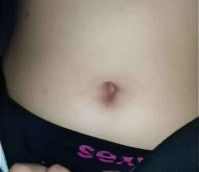 peck belly button while rides