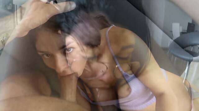 Latina teen with massive dick crams deep down throat