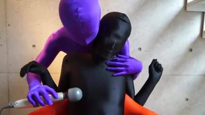 zentai girl vibrating
