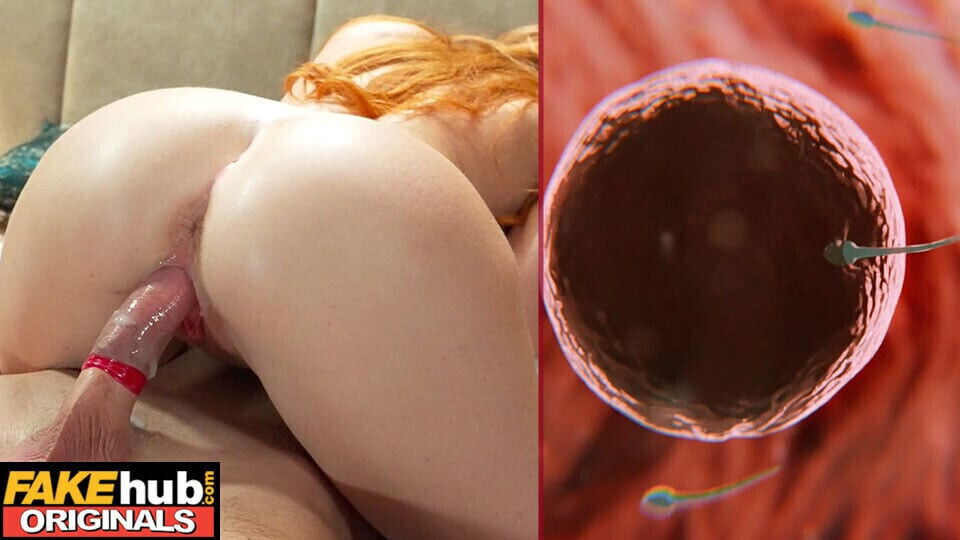 FAKEhub Redhead MILF makes hard condom explodes impregnating with creampie