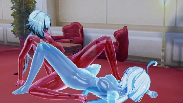 Arlecchino Furina SLIME SCISSORING genshin impact hentaia animation