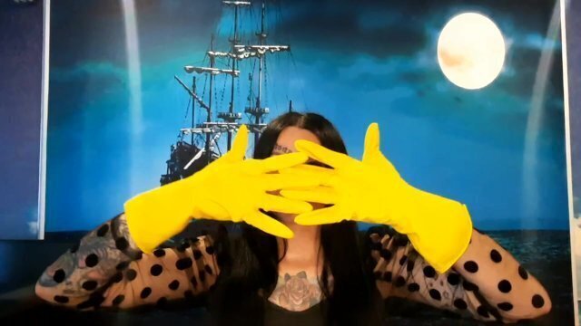 Yellow rubber gloves fisting. want feel them yourself? Glove fetish.