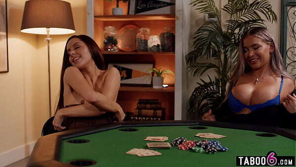 Poker night with lesbian couple losing last hand