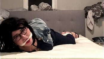 Latina crossdresser Lenise Villarreal bound &amp_ gagged blue