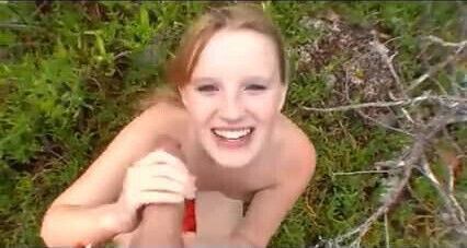 Nude Beach - Little Tit Redhead Big Cock BJ & Facial