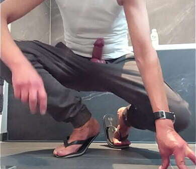 horny wank flip flops