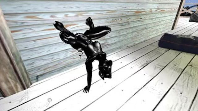 Beautiful rubber girl open with dildo