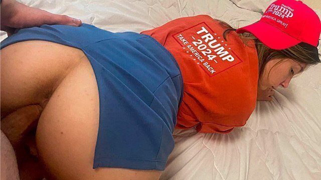 Republican woman rejoice victory jumped dick with