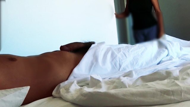 REACTION: LEAVES! Cute cleaning lady catches naked with hard-on. CFNM