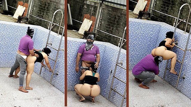 Swiming pool love marriage couple