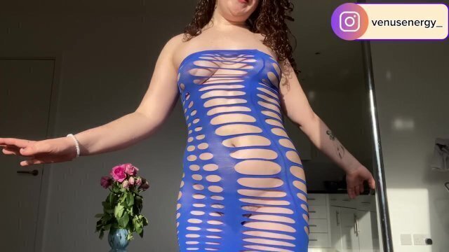 TRANSPARENT BLUE FISHNET MINI DRESS Natural Body ONLYFANS FANSLY @VENUSENERGY