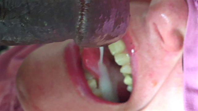Swallowing gagging lots sperm Black jerking mouth, blowjob