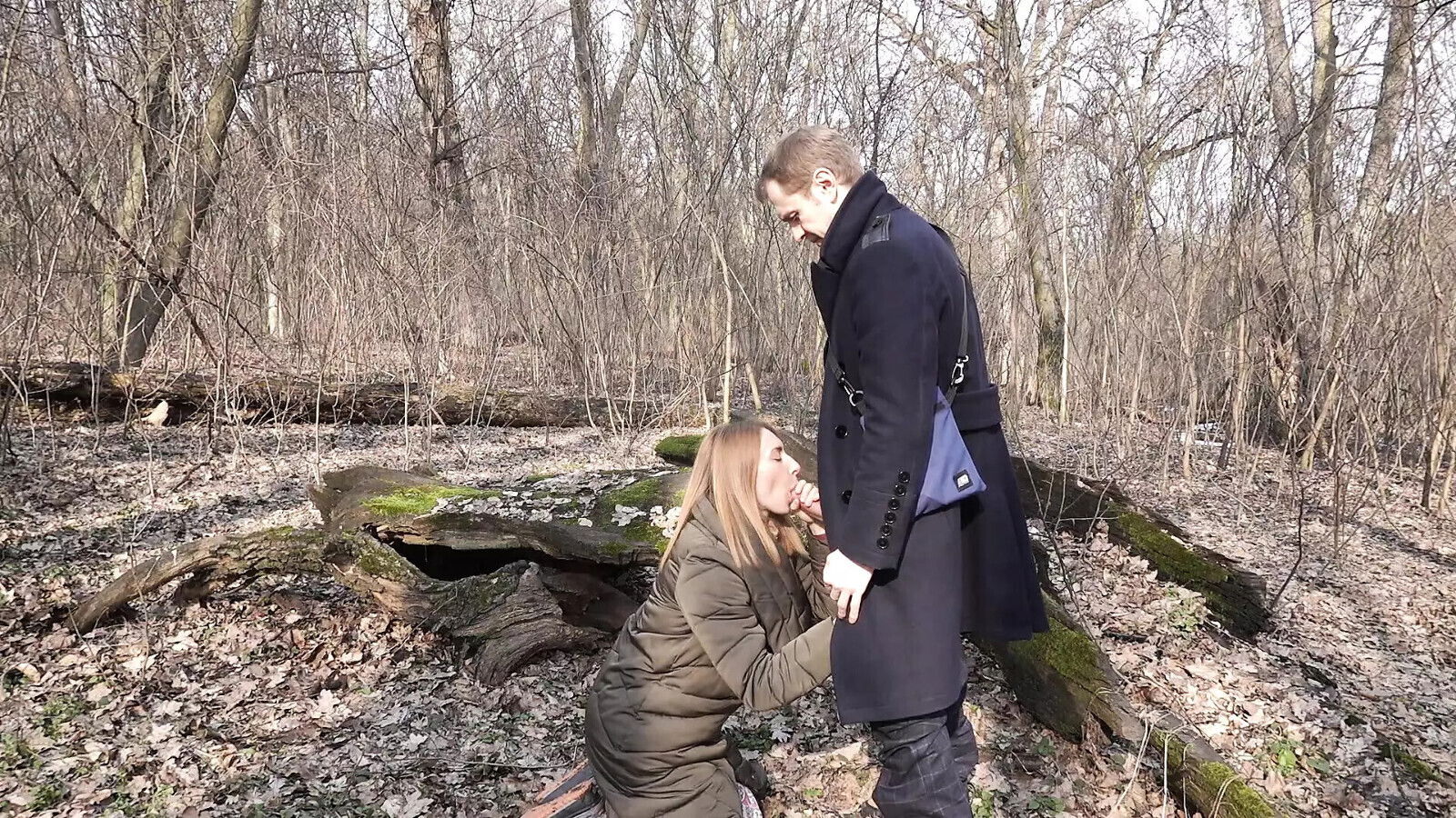 forest, girl knees start sucking