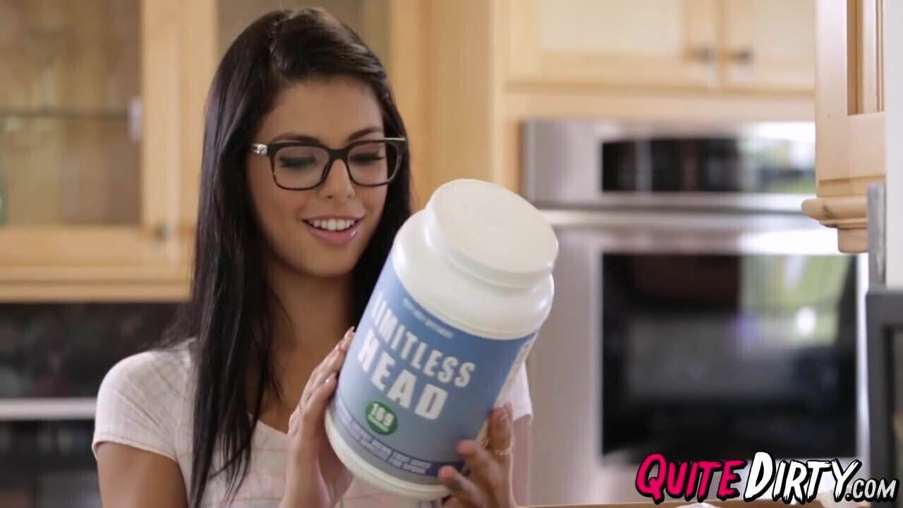 Brunette beauty Gina Valentina sucks hard cocks