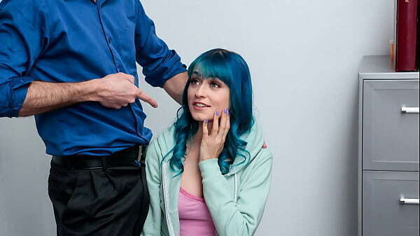 Troublemaking Blue Hair Teen Learning Lesson After Getting Caught Stealing Fuckthief