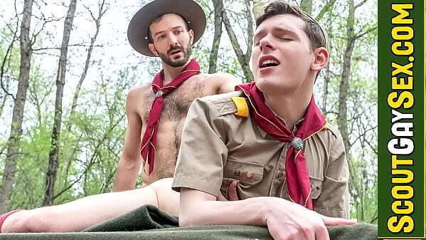 Twink Ethan enjoying Tucker Barrett huge dick. Tucker with scout Ethan share some knowledge ideas about ropes right way. this older horny