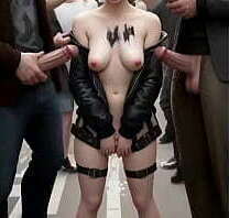 NSFW, hermosa chica haciendo Gangbang calle, grandes corridas, concha hinchada