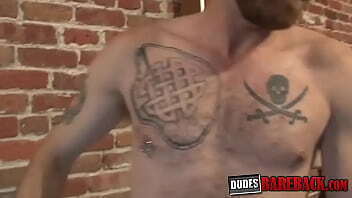 Freaky homos asshole devours inked studs big bare dick