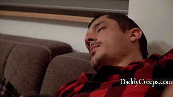 Waking up step daddy with a BJ