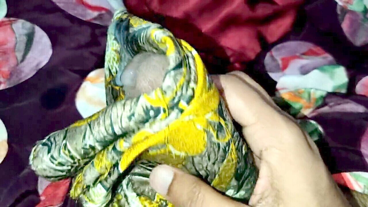 Indian Crossdresser Gets Cum on Satin Clothes and Strokes Hard