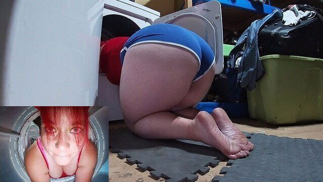 O NO Stepmom's stuck in the dryer fucked hard doggy and cream pied