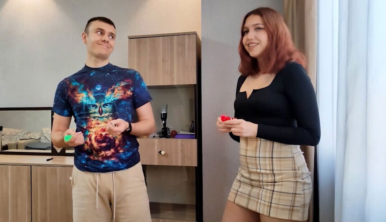 Playing strip darts leads this redhead hard fucking