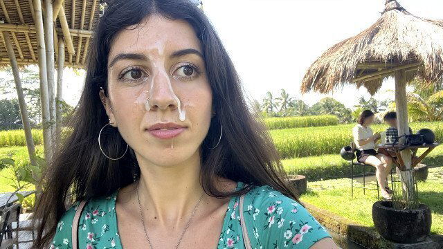 Public Cumwalk Cafe Eating Pasta Carbonara with Sperm Face