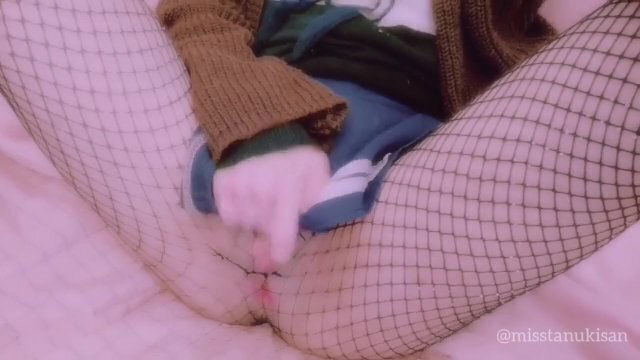 Long video touching myself in sexy fishnets and school uniform in my parents house
