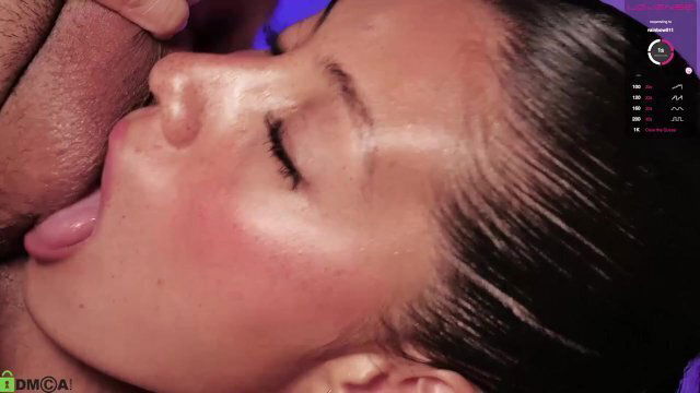 College girl with slim body cute face enjoys sucking friend's webcam show