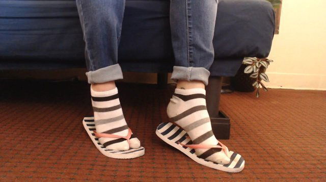 Striped Socks Striped Flip flops